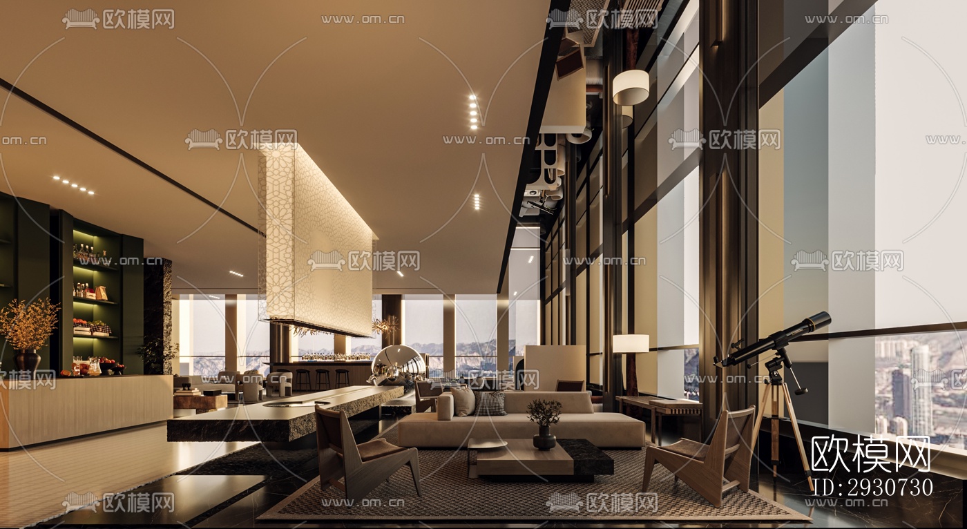 现代酒店民宿效果图下载（渲染图11）