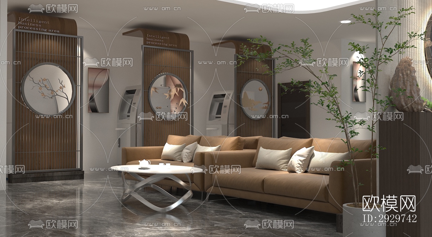 新中式银行效果图下载（渲染图6）