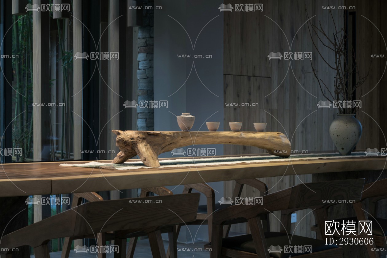 新中式酒店民宿效果图下载（渲染图4）