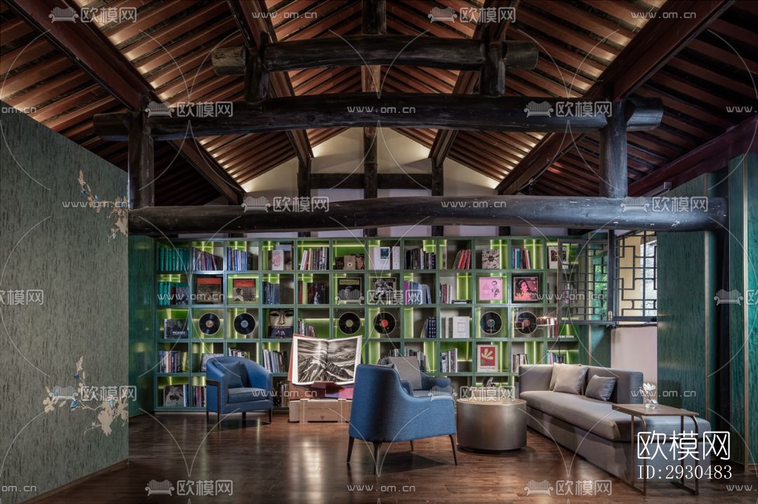 中式酒店民宿效果图下载（渲染图12）