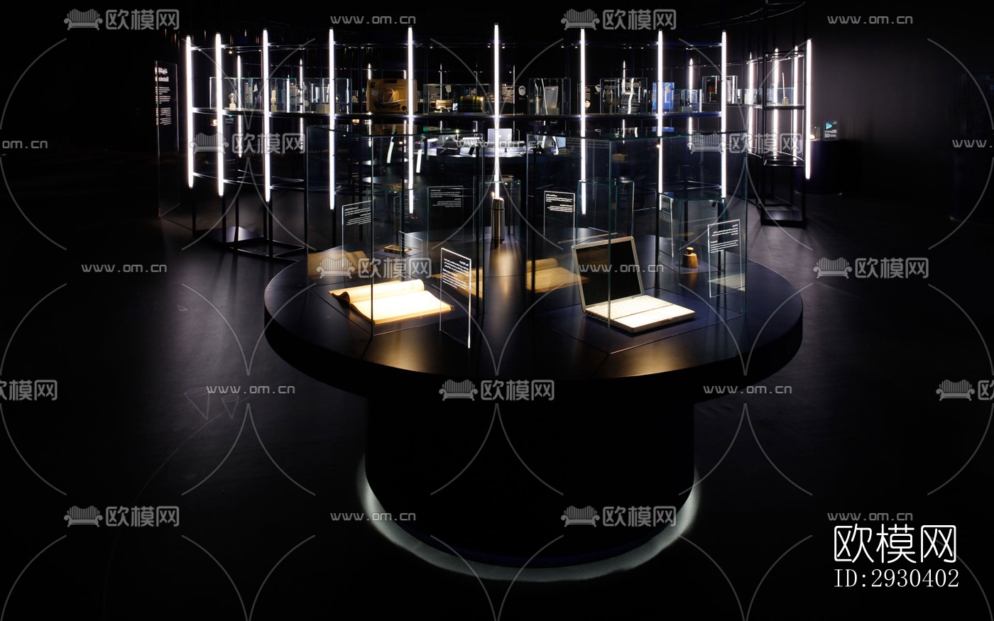高级灰展览展厅效果图下载（渲染图6）