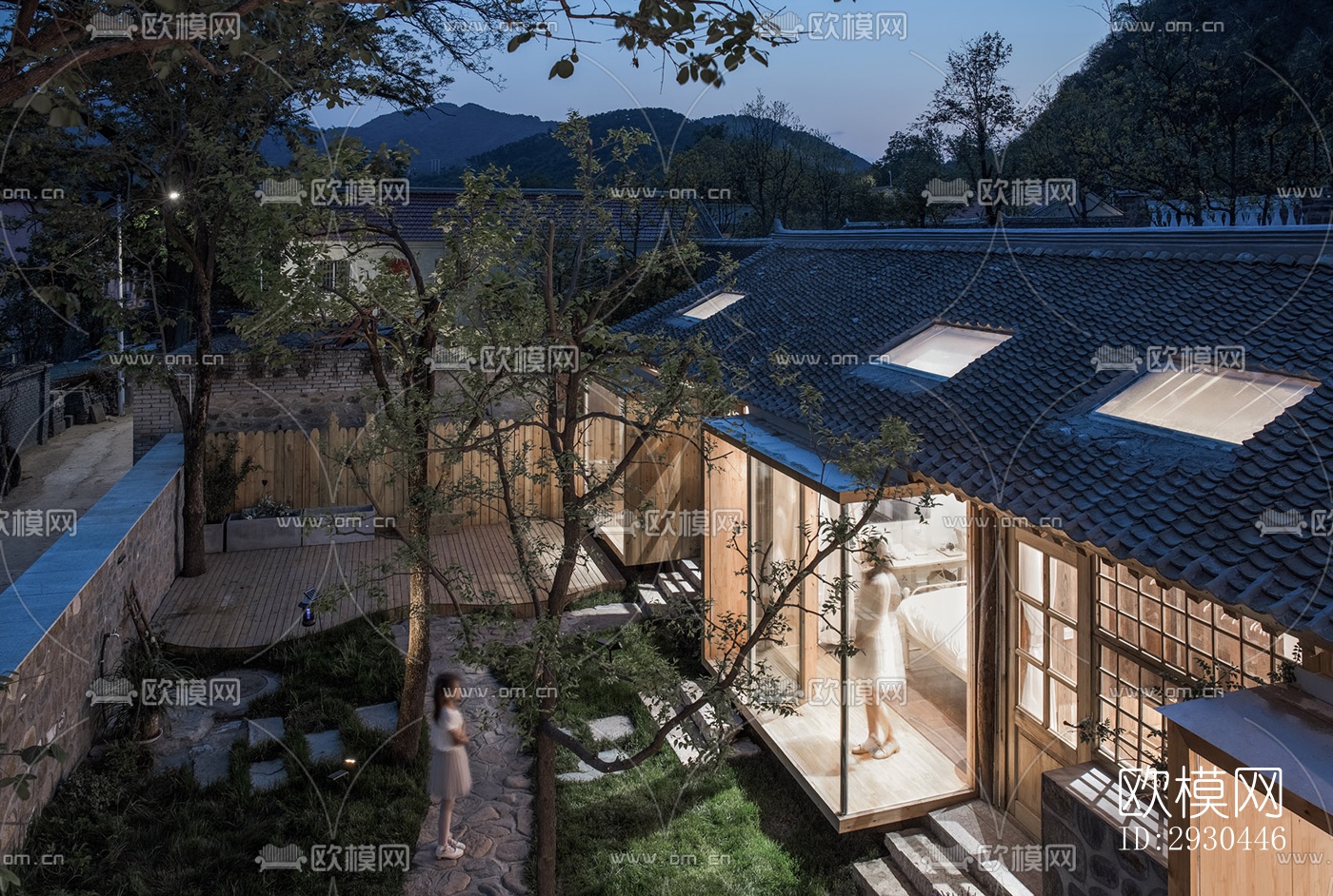 中式酒店民宿效果图下载（渲染图6）