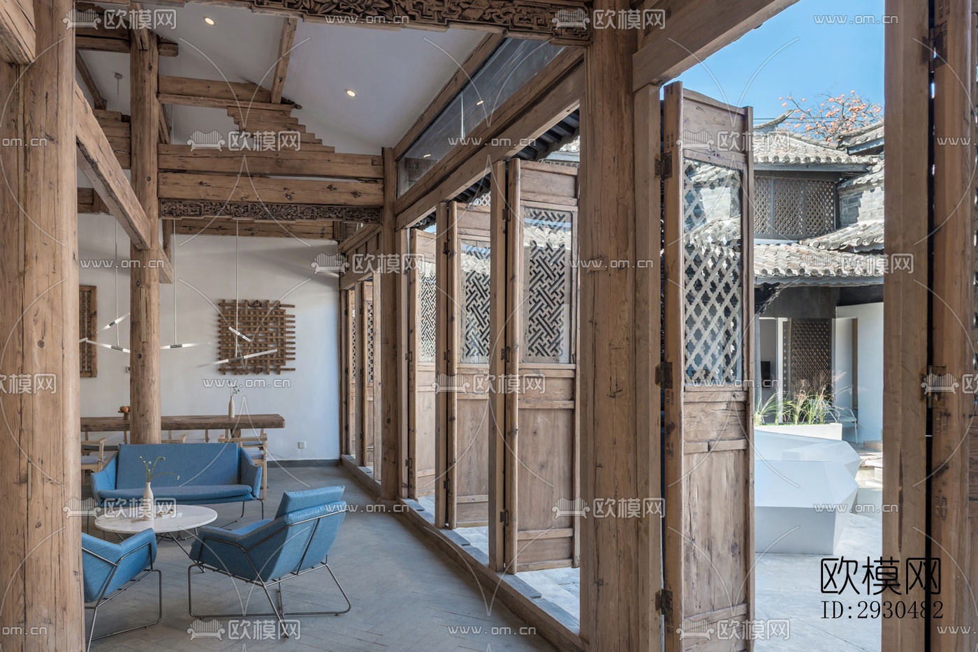 中式酒店民宿效果图下载（渲染图6）