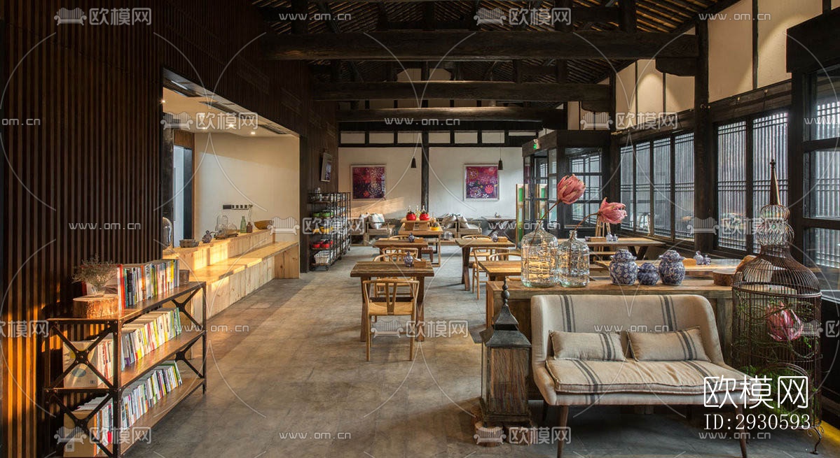 新中式酒店民宿效果图下载（渲染图9）