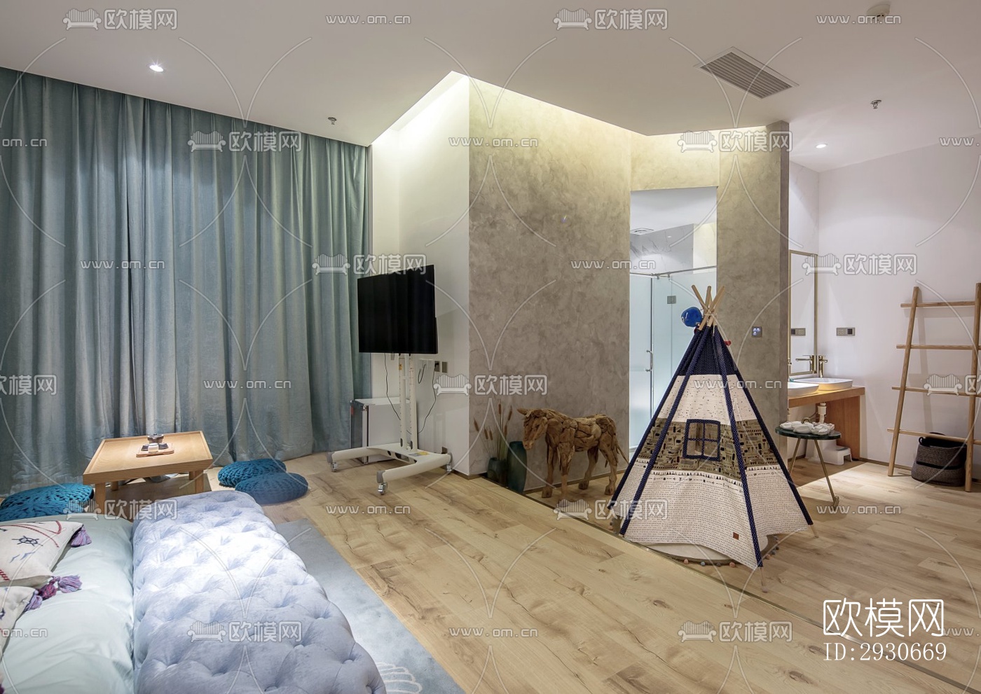 现代酒店民宿效果图下载（渲染图3）