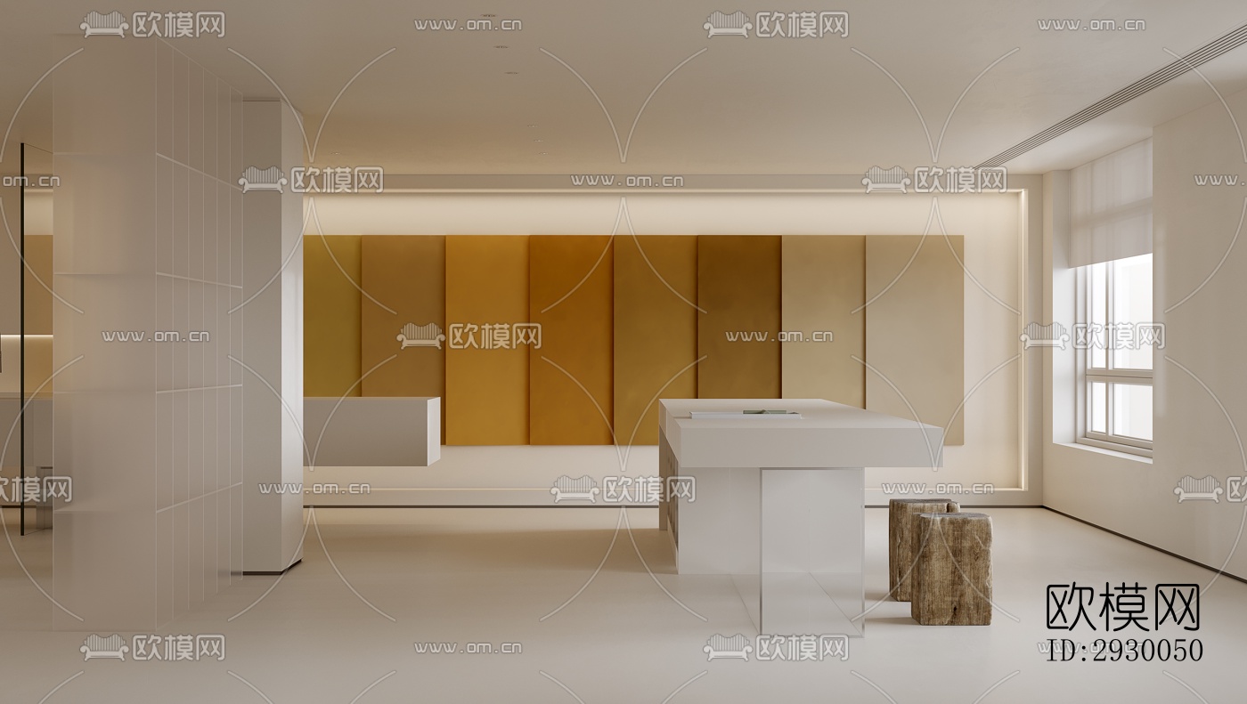 奶油风展览展厅效果图下载（渲染图6）