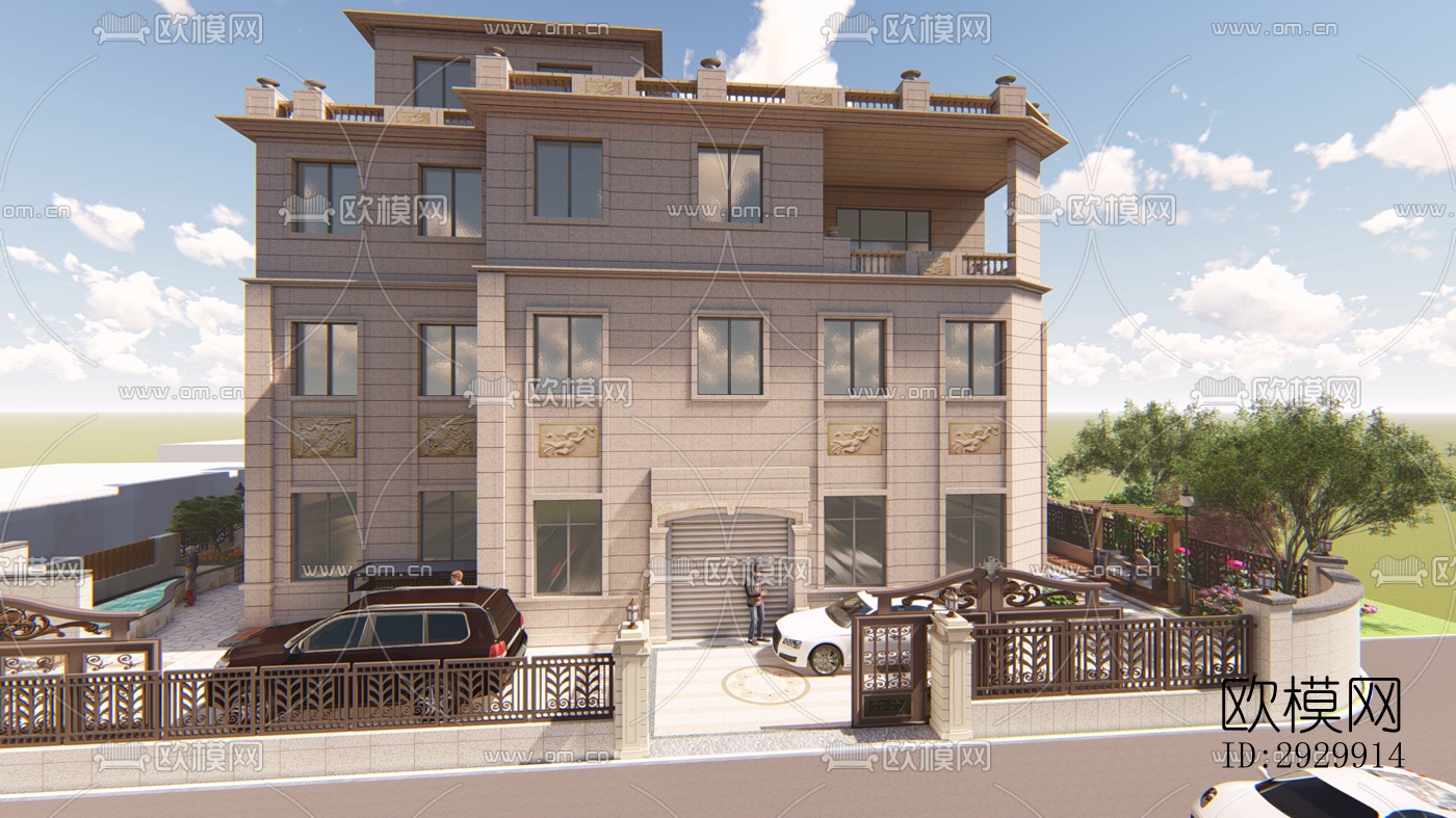 新中式居住景观效果图下载（渲染图2）