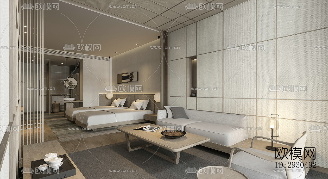 中式酒店民宿效果图下载（渲染图8）