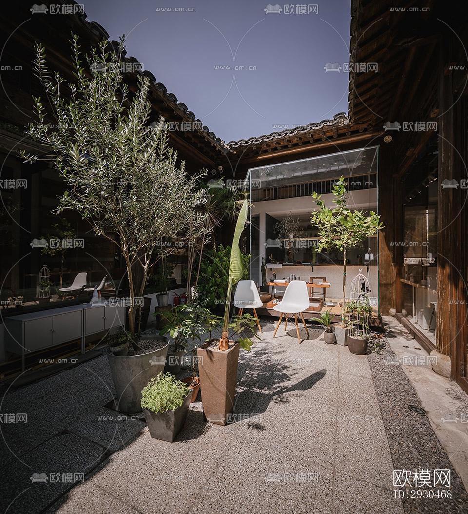 中式酒店民宿效果图下载（渲染图4）