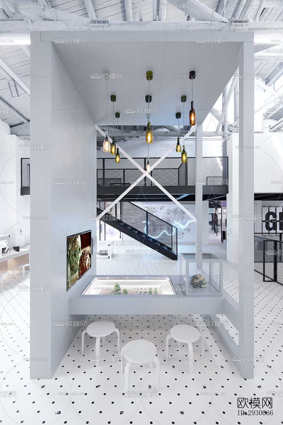 工业风展览展厅效果图下载（渲染图4）