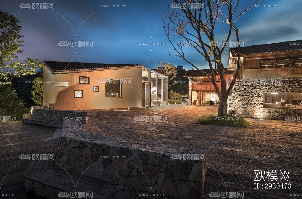 中式酒店民宿效果图下载（渲染图2）