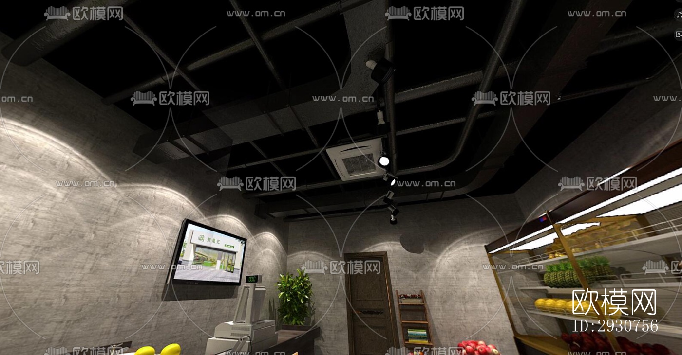 工业风零售店铺效果图下载（渲染图5）