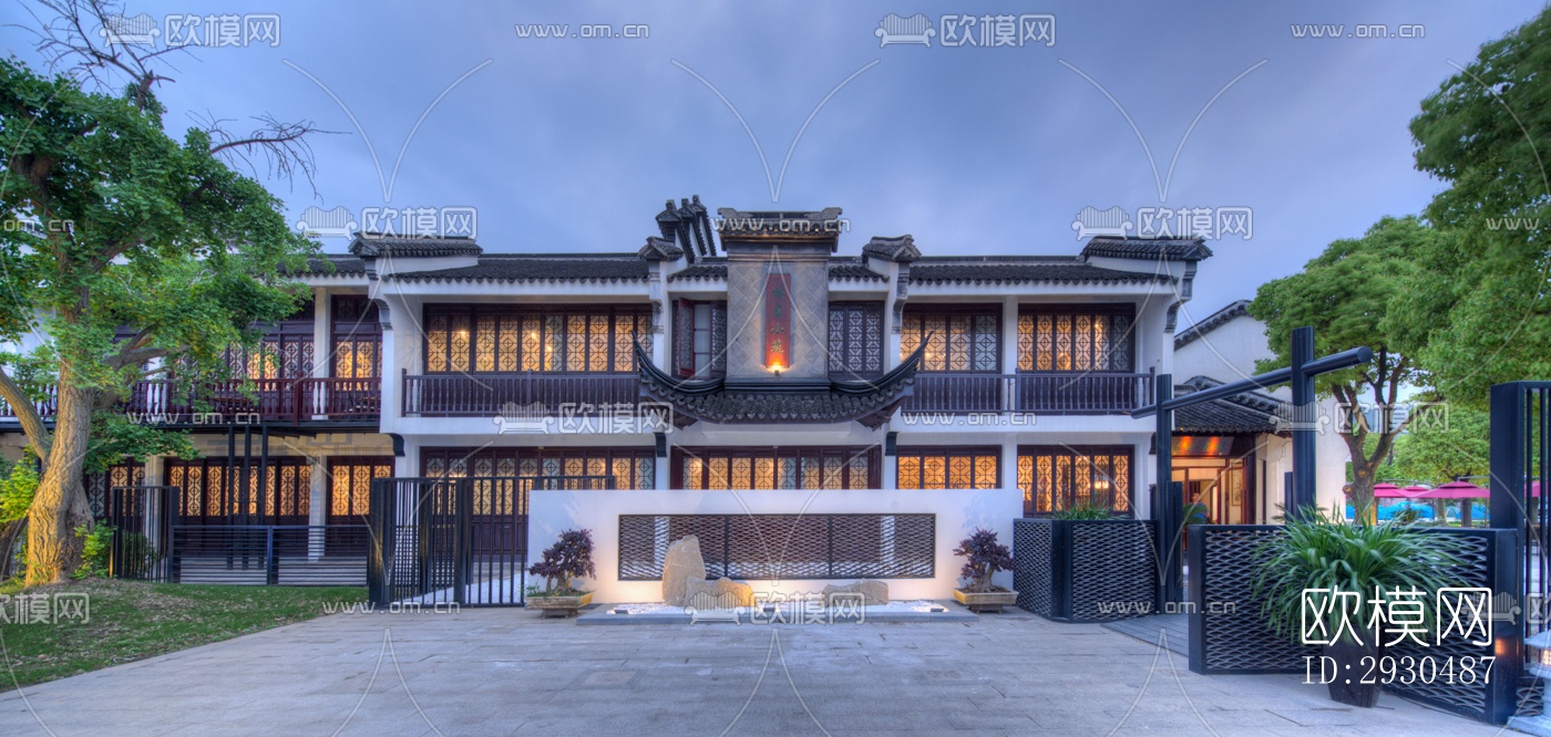 中式酒店民宿效果图下载（渲染图2）