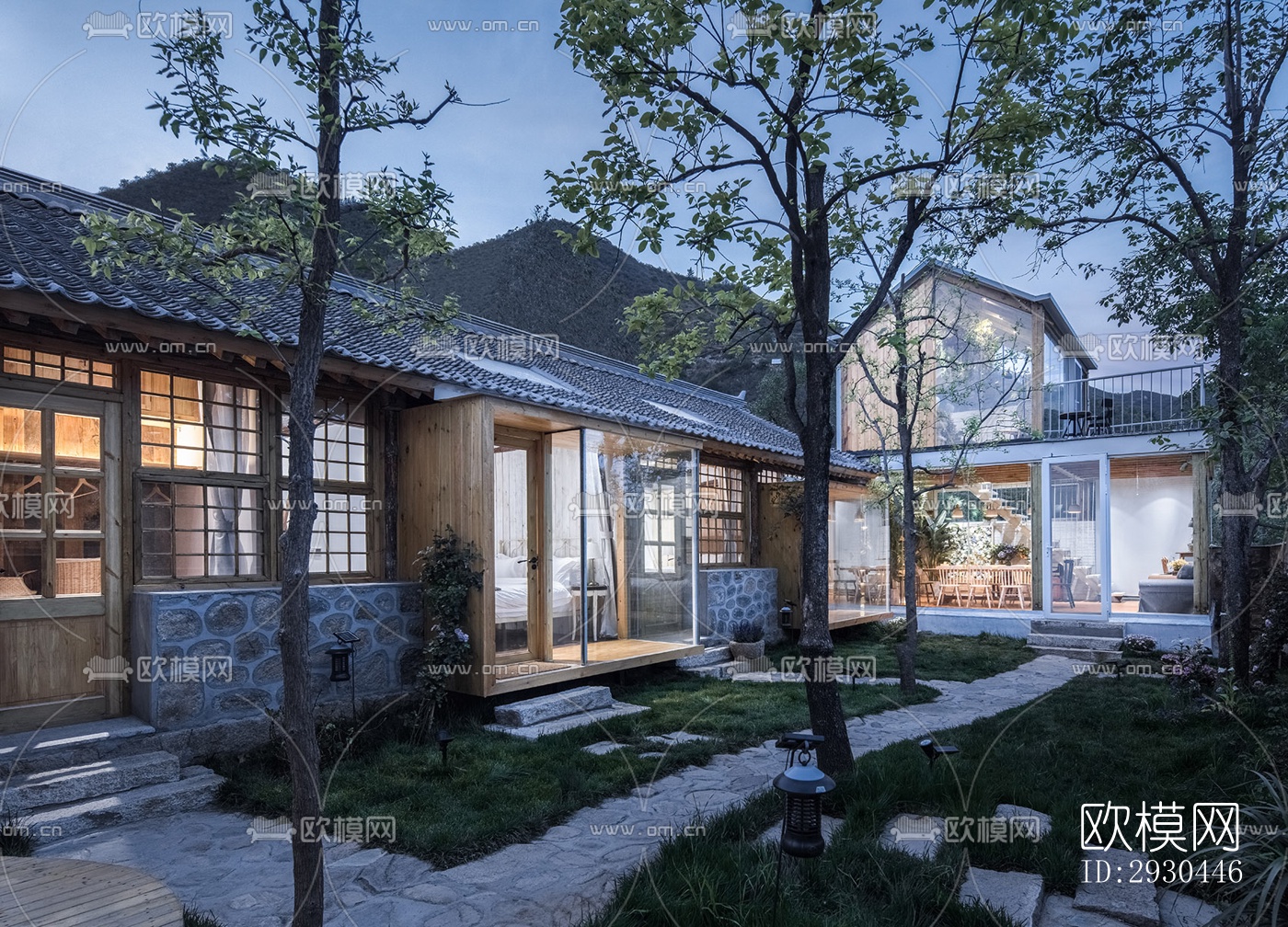 中式酒店民宿效果图下载（渲染图2）