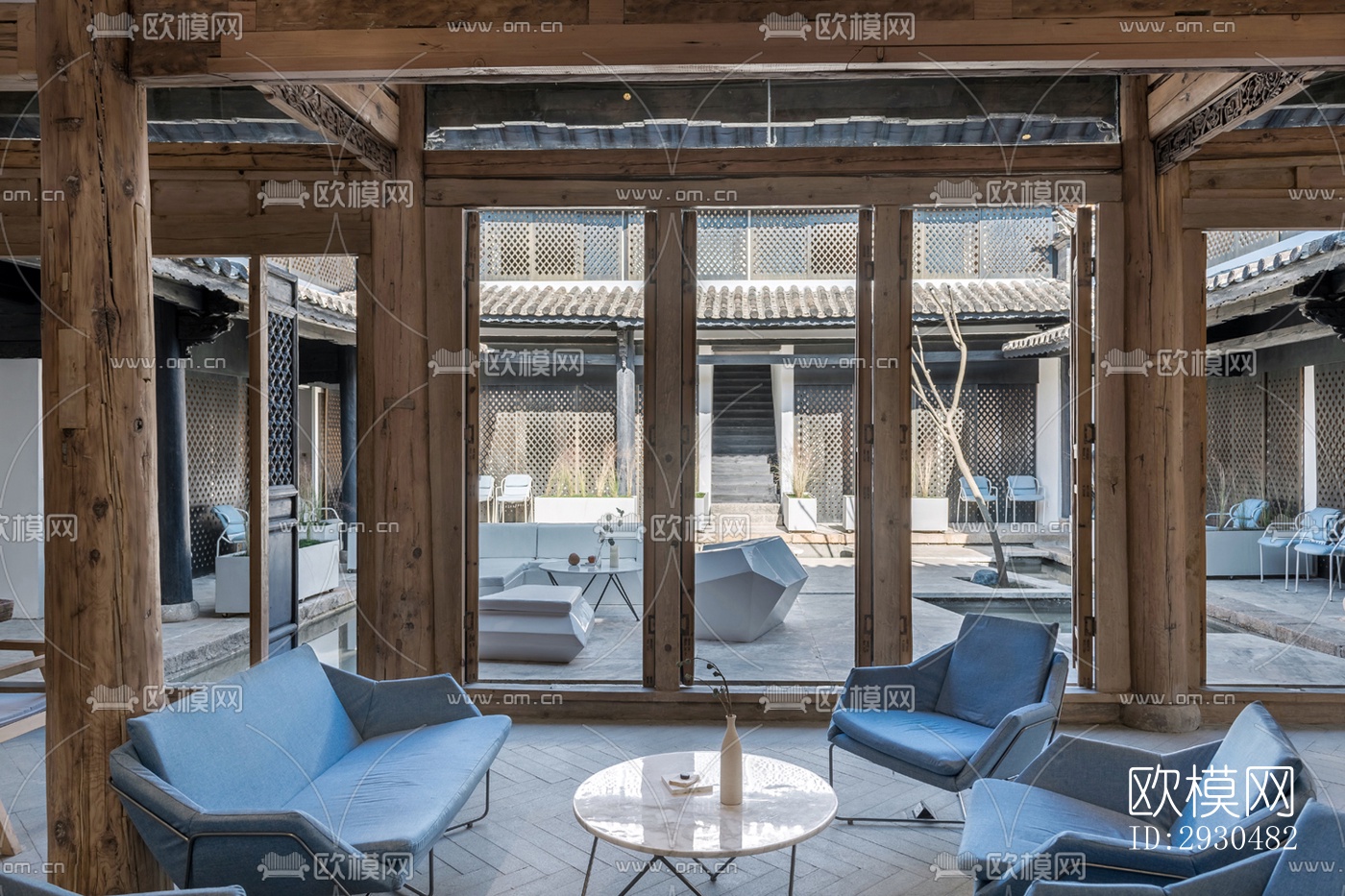 中式酒店民宿效果图下载（渲染图8）