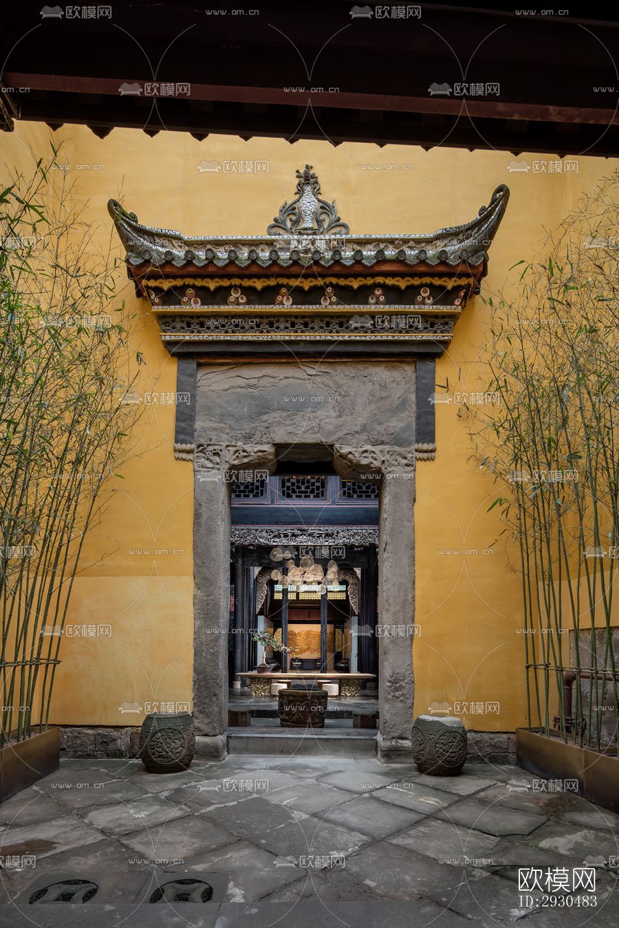 中式酒店民宿效果图下载（渲染图4）