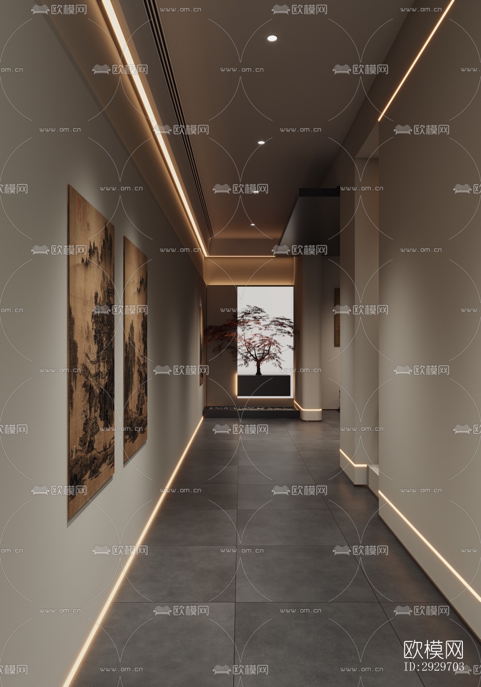 新中式美术博物馆效果图下载（渲染图10）