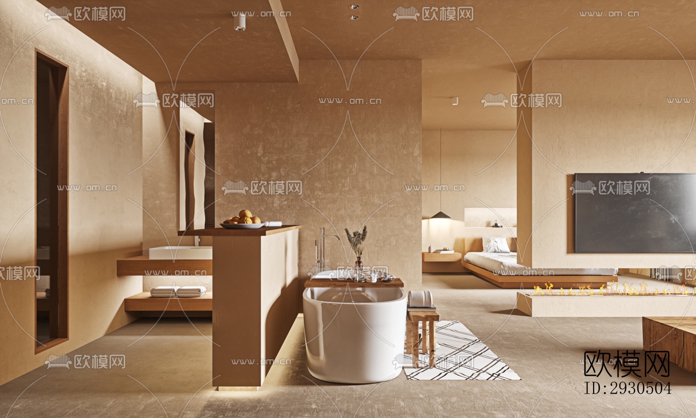 侘寂酒店民宿效果图下载（渲染图1）