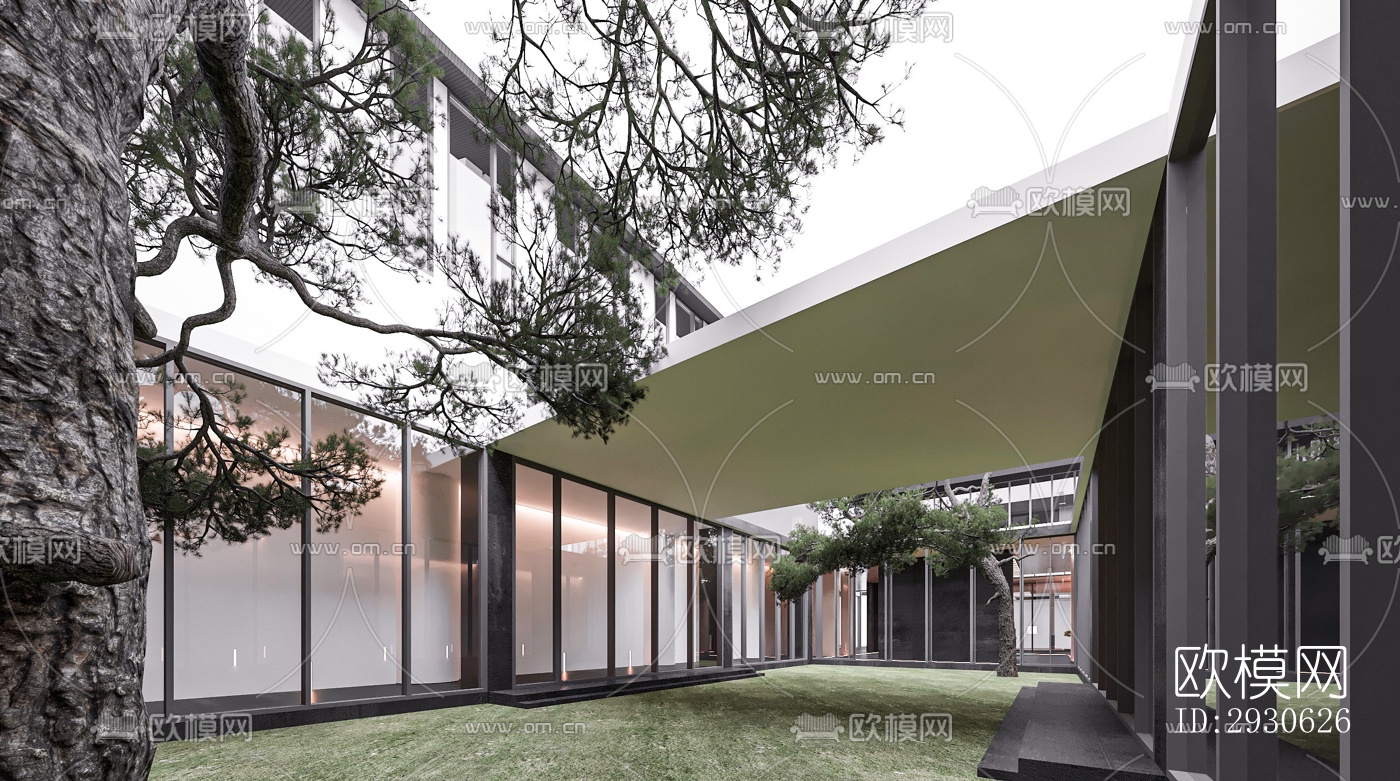 新中式酒店民宿效果图下载（渲染图12）