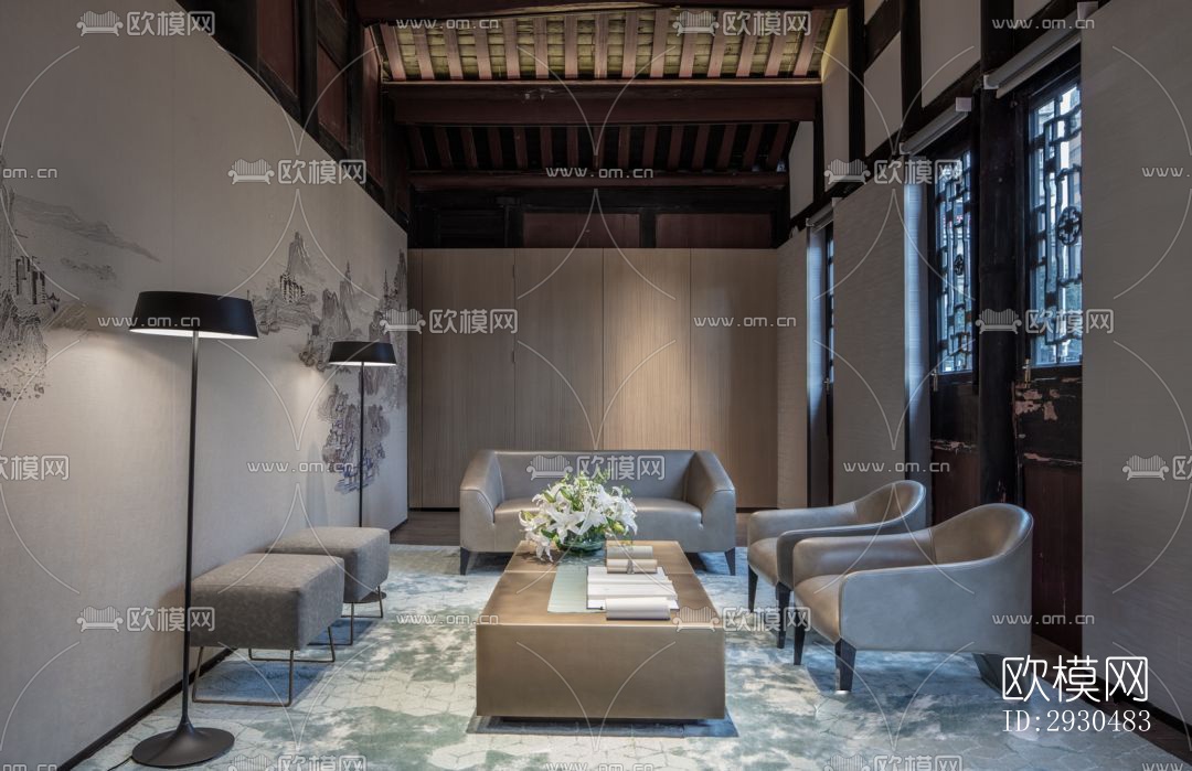 中式酒店民宿效果图下载（渲染图16）