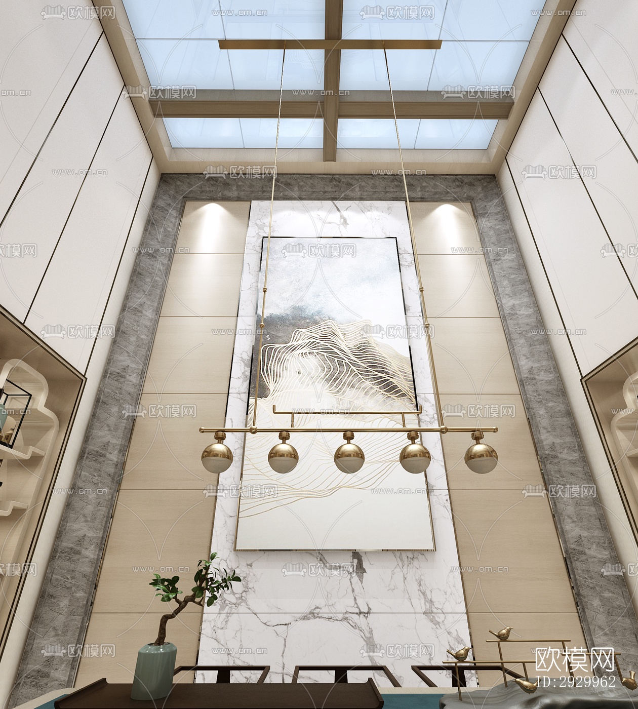 新中式售楼处效果图下载（渲染图6）