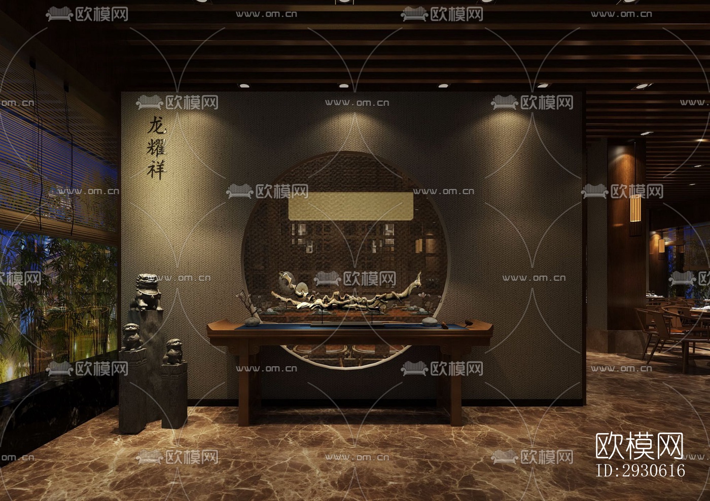 新中式酒店民宿效果图下载（渲染图2）