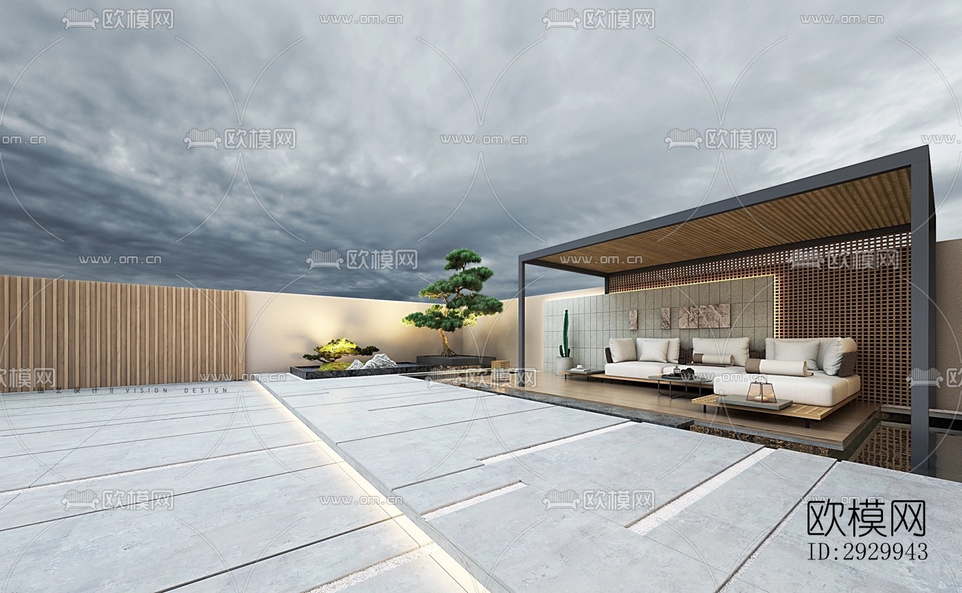 现代居住景观效果图下载（渲染图1）