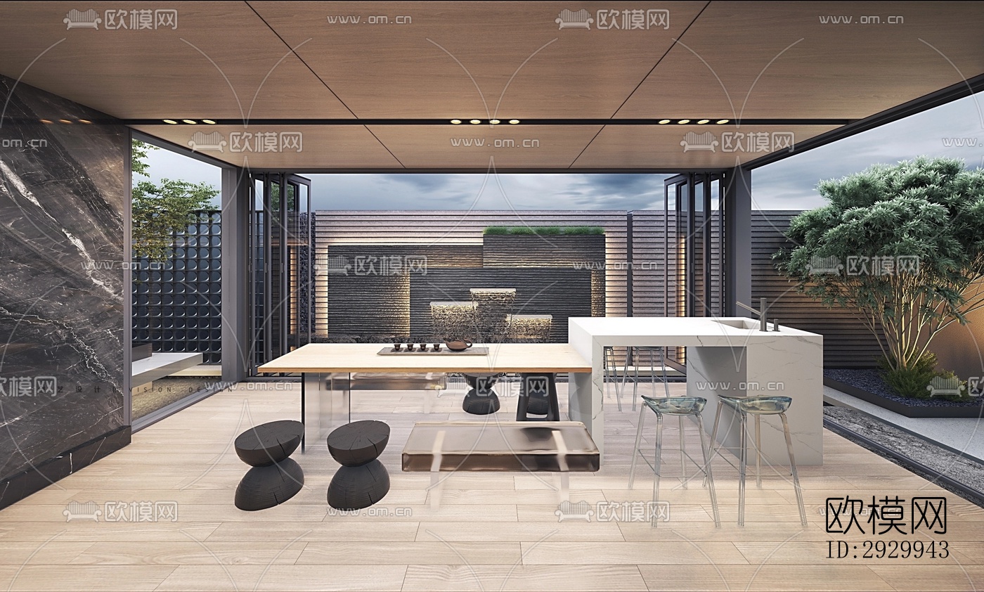 现代居住景观效果图下载（渲染图3）