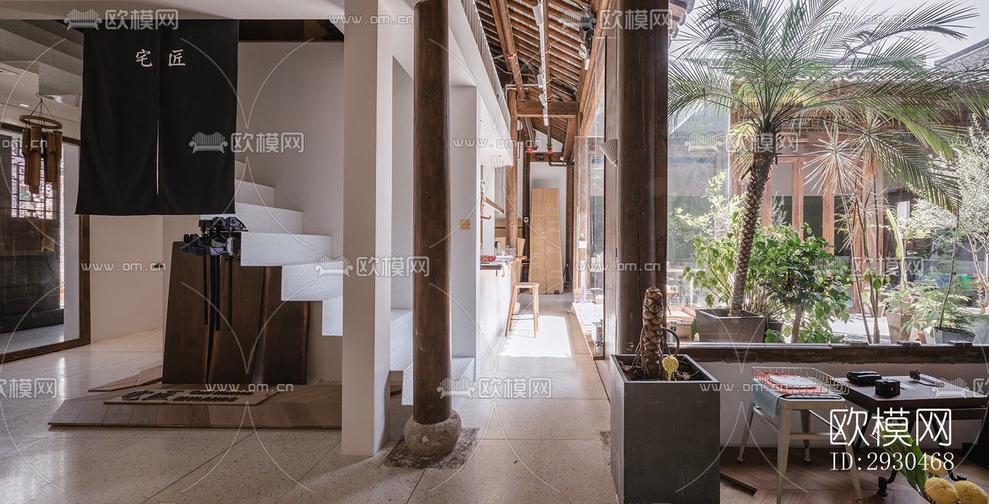 中式酒店民宿效果图下载（渲染图1）