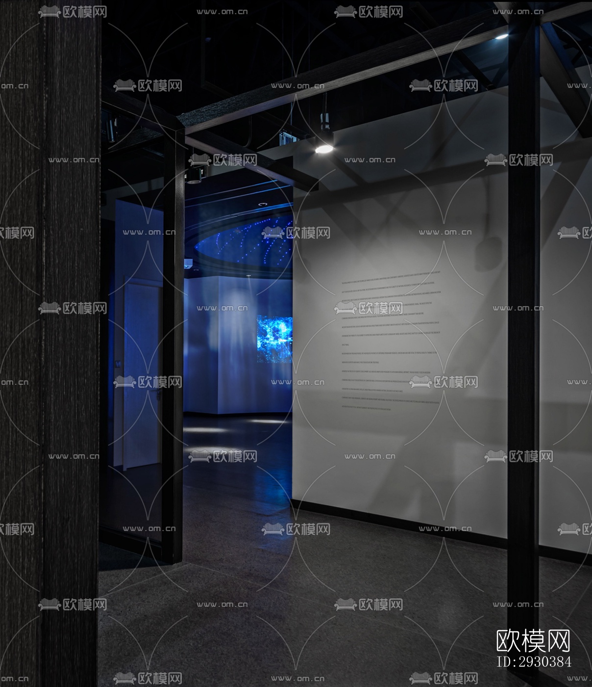 高级灰展览展厅效果图下载（渲染图4）