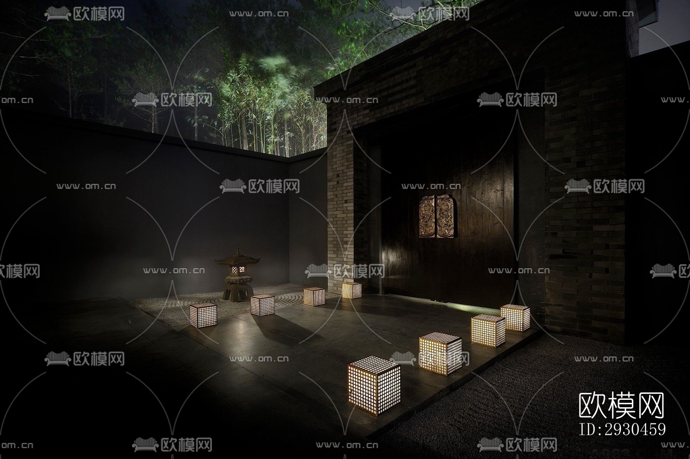 中式酒店民宿效果图下载（渲染图1）