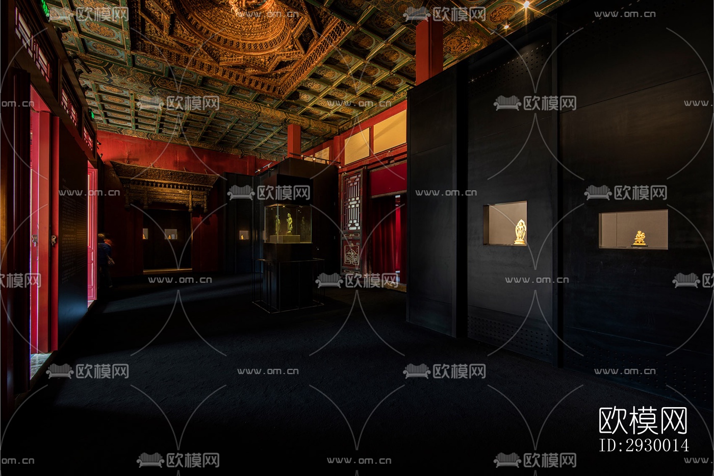 中式展览展厅效果图下载（渲染图6）