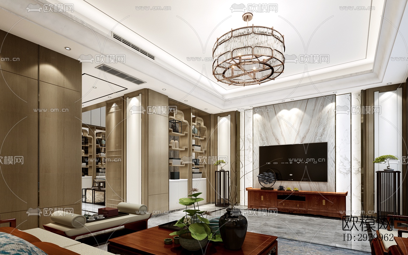 新中式售楼处效果图下载（渲染图4）