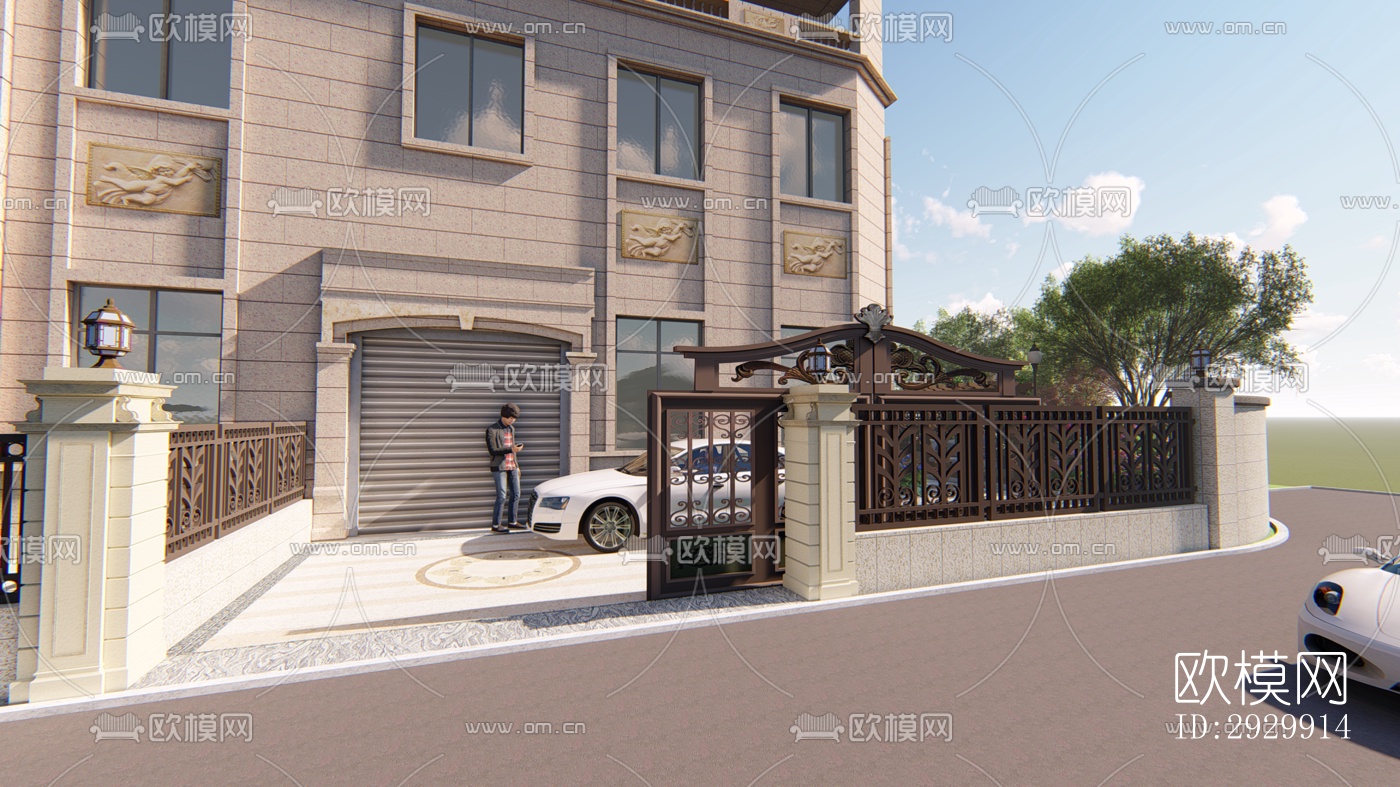 新中式居住景观效果图下载（渲染图1）