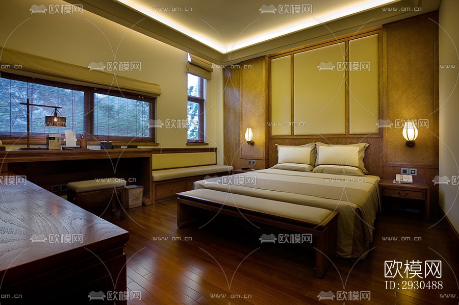 中式酒店民宿效果图下载（渲染图4）