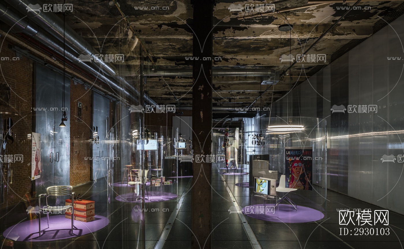 工业风展览展厅效果图下载（渲染图2）