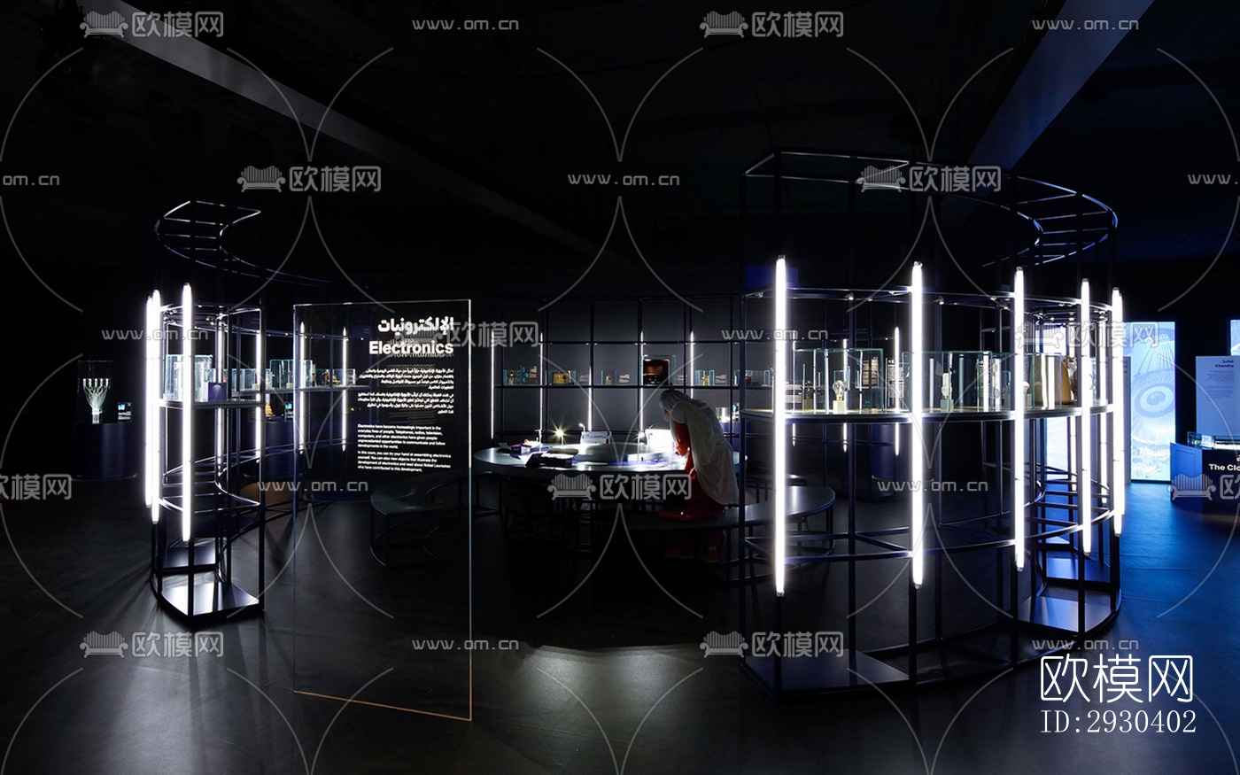 高级灰展览展厅效果图下载（渲染图2）