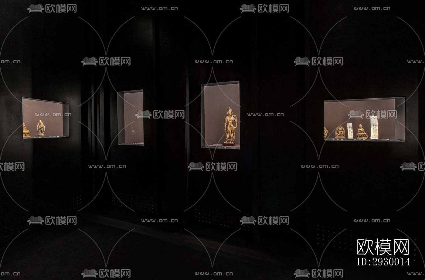 中式展览展厅效果图下载（渲染图7）