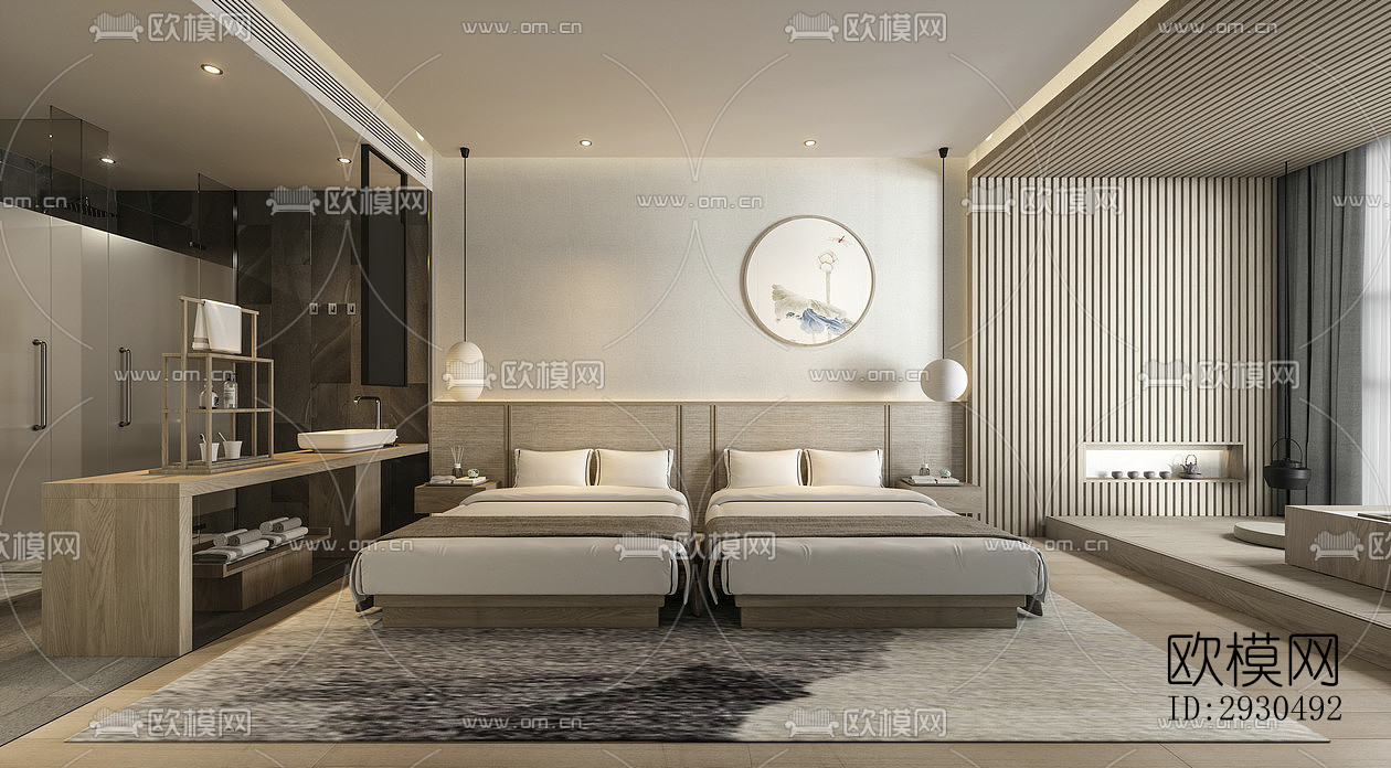 中式酒店民宿效果图下载（渲染图9）