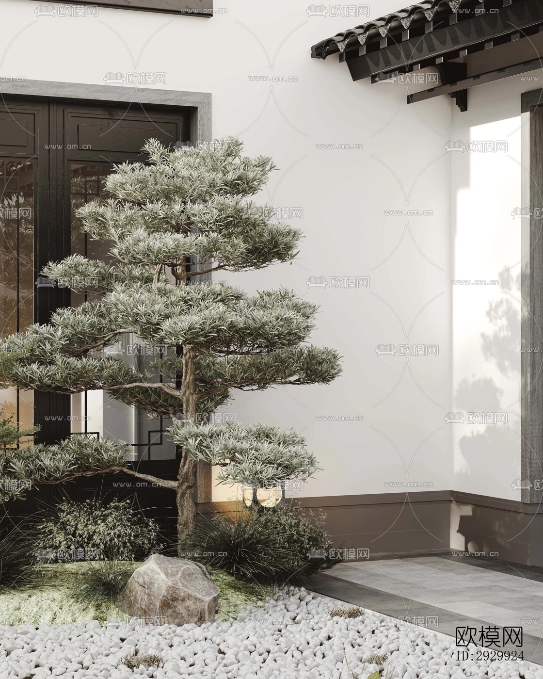 新中式居住景观效果图下载（渲染图1）