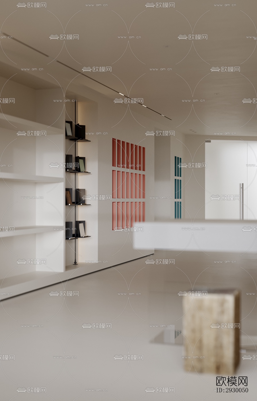 奶油风展览展厅效果图下载（渲染图10）