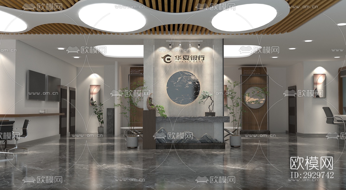 新中式银行效果图下载（渲染图10）