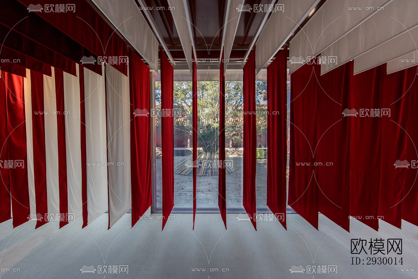 中式展览展厅效果图下载（渲染图3）