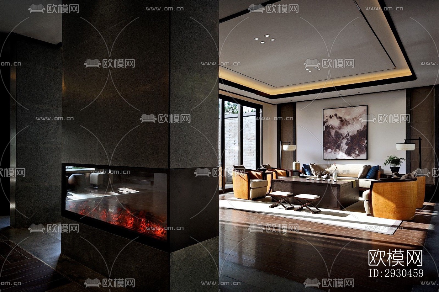 中式酒店民宿效果图下载（渲染图12）