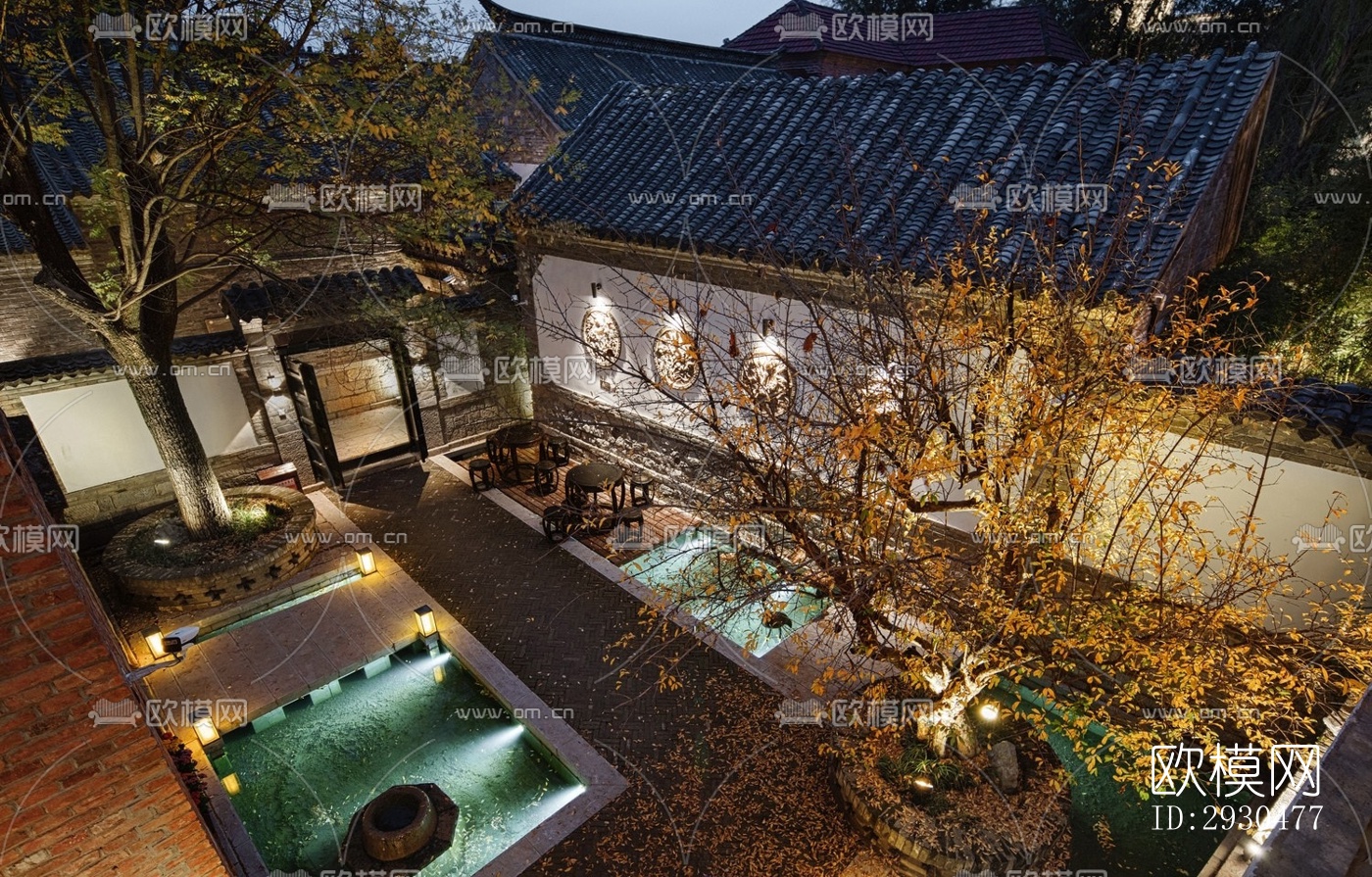 中式酒店民宿效果图下载（渲染图9）