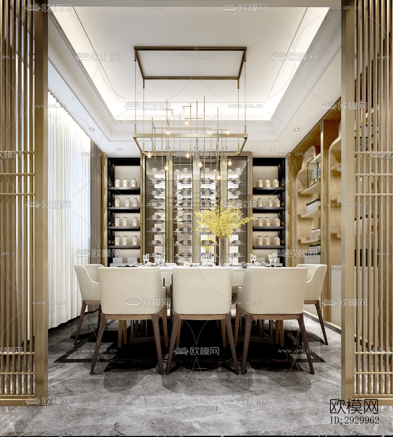 新中式售楼处效果图下载（渲染图2）