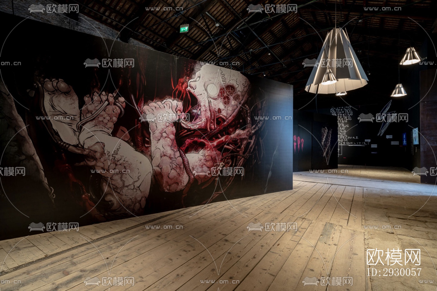 工业风展览展厅效果图下载（渲染图12）