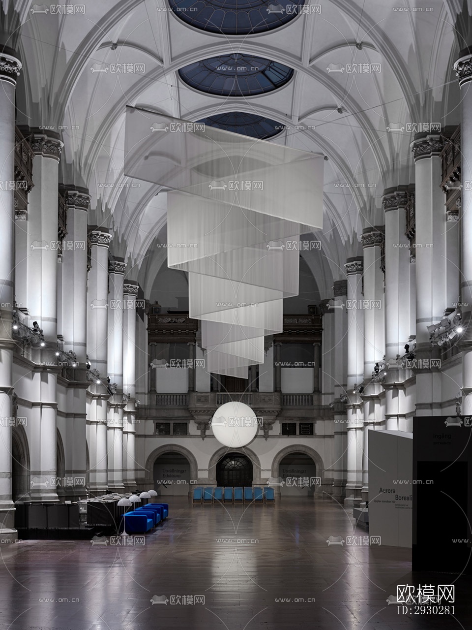 现代展览展厅效果图下载（渲染图2）