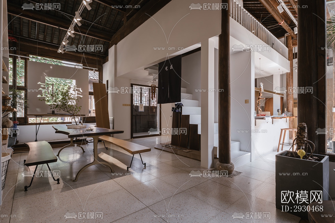 中式酒店民宿效果图下载（渲染图10）