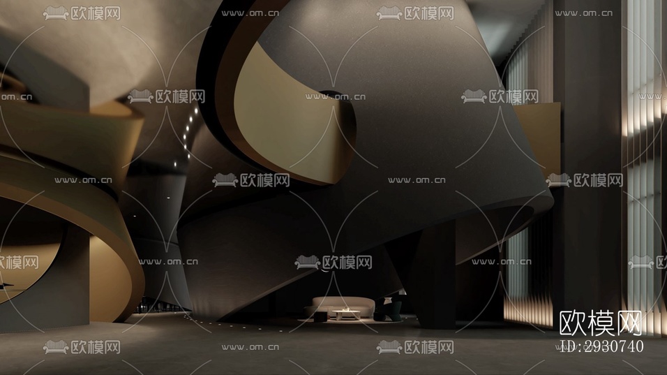 高级灰酒店民宿效果图下载(渲染图1)